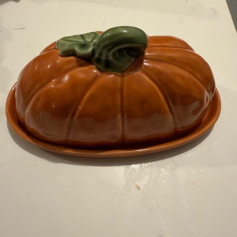 Orange Pumpkin Ceramic butter Dish